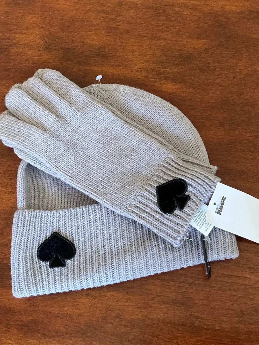Kate Spade Flocked Spade Gloves and Hat
